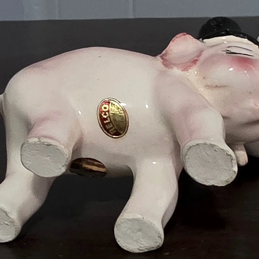 Relco Vintage Pink Elephant Salt Pepper Shakers Top Hat Party Hat Set